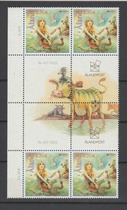 ALAND 2022 EUROPA CEPT - Povestiri si mituri - Serie 1 timbru in bloc de 4 MNH**