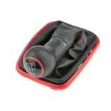 Nuca schimbator cu manson Vw Bora 1998-2005, Golf 4 1998-2005, 5 trepte, Otw&oacute;r Montażowy Gałki : 12mm, burduf Negru, cadru rosu, GZB-VW-016