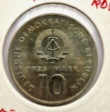 Germania 10 Mark 1988 UNC moneda necirculata km # 125 Sporturi Est Germane tiraj mic