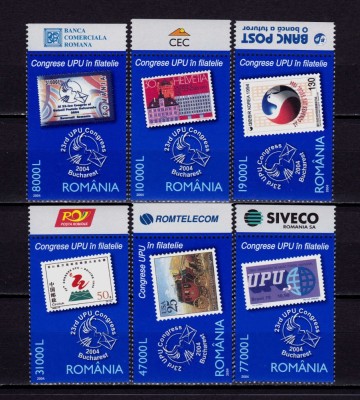 ✅ RO 2004 LP 1656 &amp;quot;Congrese U.P.U. in filatelie &amp;quot;,serie cu toate tabs-urile ! ,MNH foto