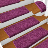 VidaXL Covorașe de trepte de scară, 15 buc., violet, 65x21x4 cm