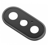 Geam Camera iPhone X cu Rama Neagra - Inlocuire Obiectiv Spate