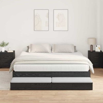vidaXL Cadru de pat cu depozitare Stejar negru 236.5 x 200 x 31.5 cm 3335622 foto