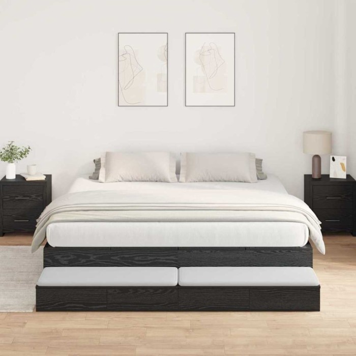 vidaXL Cadru de pat cu depozitare Stejar negru 236.5 x 200 x 31.5 cm 3335622
