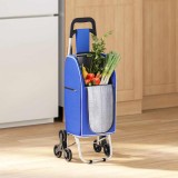 Carucior cumpărături cu sistem de urcare scări, albastru, 38 L