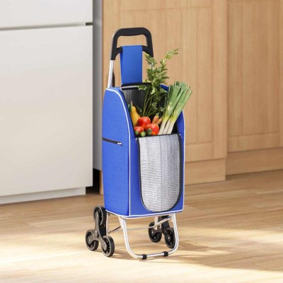 Carucior cumpărături cu sistem de urcare scări, albastru, 38 L foto