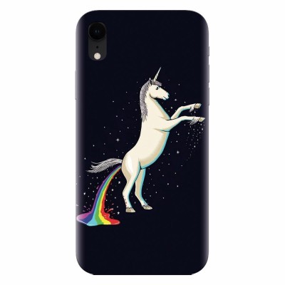 Husa silicon pentru Apple Iphone XR, Unicorn Shitting Rainbows foto