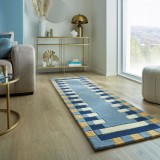 Cumpara ieftin Covor traversa Lois Scallop Kai Wool Albastru 60X230 cm, Flair Rugs