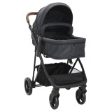Carucior pentru copii 2-in-1, antracit si negru, otel