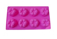 Forma silicon pentru prajituri, 8 cavitati, Floral, 151COF