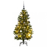 Brad Crăciun artificial articulat cu 150 LED-uri/globuri 120 cm