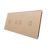 Cumpara ieftin Panou touch Livolo din sticla auriu pentru 2 simple si 1 dublu