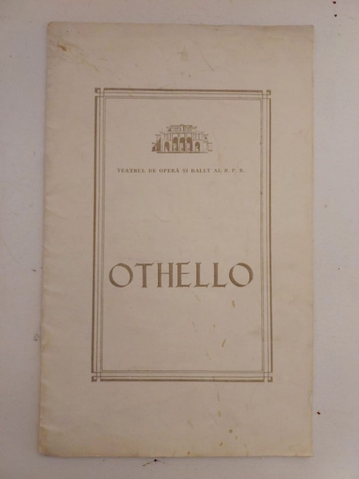 DD- Program sala Othello, Teatrul de Opera si Balet al R.P.R 1961