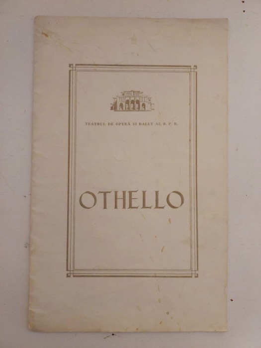 DD- Program sala Othello, Teatrul de Opera si Balet al R.P.R 1961