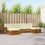 vidaXL Seturi de canapele 6 pcs Natural și Crem Lemn Solid de Acacia 3373905