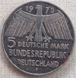 (A824) MONEDA DIN ARGINT GERMANIA - 5 MARK 1975, LIT. F, PROTECTIA MONUMENTELOR, Europa