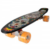 Cumpara ieftin Penny board Action One, Cu roti luminoase, 22 cm, ABEC-7 PU, Aluminium 90 kg, Santa Muerte