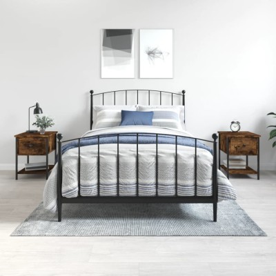 vidaXL Noptiere, 2 buc., stejar fumuriu, 34x35,5x45 cm, lemn compozit 825858 foto
