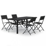 Set de servit masa pentru gradina, 5 piese, gri si negru