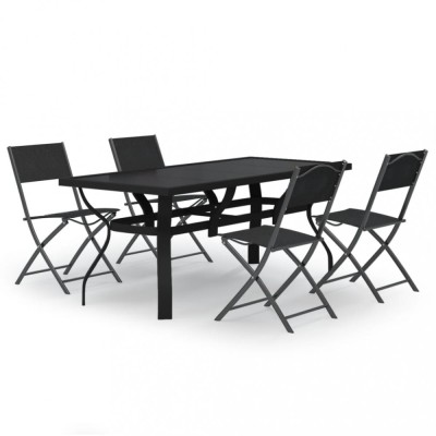 Set de servit masa pentru gradina, 5 piese, gri si negru foto