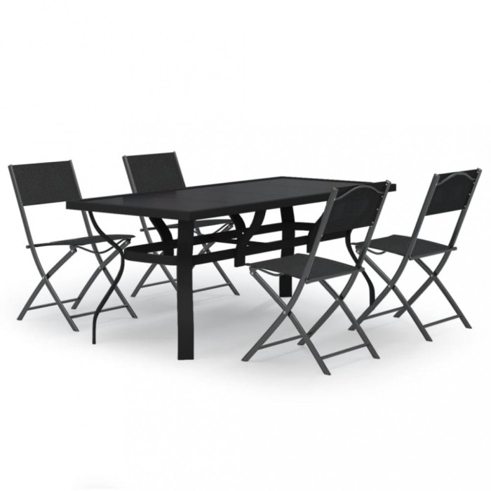 Set de servit masa pentru gradina, 5 piese, gri si negru