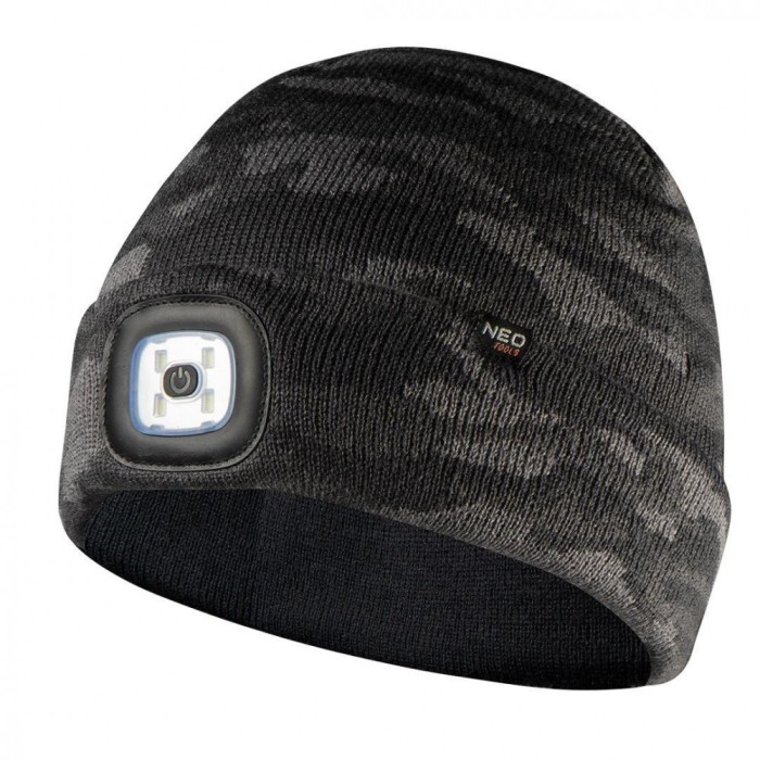 Caciula cu lanterna cu LED, dublu strat, CAMO URBAN 81-632