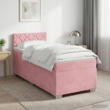 Cumpara ieftin Pat boxspring cu saltea cu headboard Roz 90 x 200 cm Catifea
