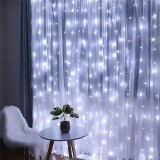 Ghirlanda luminoasa tip perdea 400 LED-uri, 3m, pentru interior/exterior, iluminare alba Household NewTrend