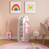 Biblioteca rotativa pentru copii Vipsali, 108x40x40 cm, roz/alb