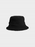 Pălărie bucket hat din pluș pentru femei - neagră