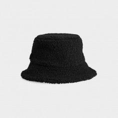 Pălărie bucket hat din pluș pentru femei - neagră