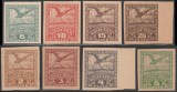 1919 Romania - 8 Eseuri nedantelate &bdquo;Vultur&rdquo;, valori diferite, Ocupatia Romana Debretin II (desene originale)