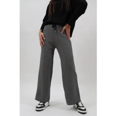 PANTALONI LUNGI DIN TRICOT CU SNUR IN TALIE ALDA TALIE UNICA Negru