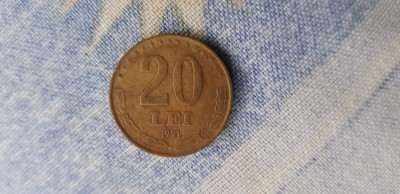 Moneda Rom&amp;acirc;nia 20 lei 1991. foto