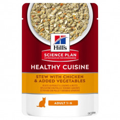 Hill's SP Healthy Cuisine, Pui și Tocană de Legume, plic hrană umedă pisici, 80g