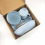 Set Diversificare din silicon, bavetica, farfurie, pahar 2 in 1, bol ventuza, lingurita, furculita, pai, fara, Oem