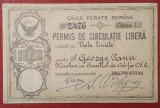 Gheorghe/George Panu(1848-1910) permis de libera circulatie CFR cls I cu semnaturile olografe ale titularului si a directorului general Anghel Saligny