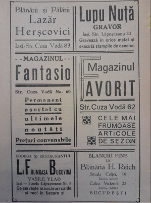 1941 Lot IX reclame interbelice Iași Jassy fata - verso evrei romani 23 x 15cm foto