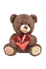 Ursuleț de pluș maro cu inimă roșie &bdquo;Te iubesc&rdquo;, 24x17x25 cm