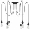 Lampă suspendată cu 6 suporturi E27 metal negru