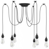 VidaXL Lampă suspendată cu 6 suporturi E27 metal negru