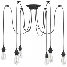 vidaXL Lampă suspendată cu 6 suporturi E27 metal negru foto