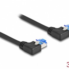 Cablu de retea RJ45 Cat.6A LSOH SFTP unghi 90 grade stanga 3m Negru, Delock 80212