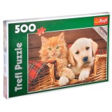 Puzzle Trefl, 500 Piese, Pisica si Caine, 48x34 cm