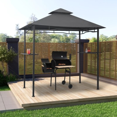 vidaXL Pavilion de grătar, antracit, 240 x 150 x 255 cm, oțel foto