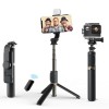 Selfie Stick Trepied Techsuit Q03s, 76cm, Telecomanda Bluetooth, Rotire 360&deg;, Universal, Negru