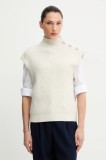 Morgan vestă din amestec de l&acirc;nă culoarea bej, cu turtleneck, MSARA