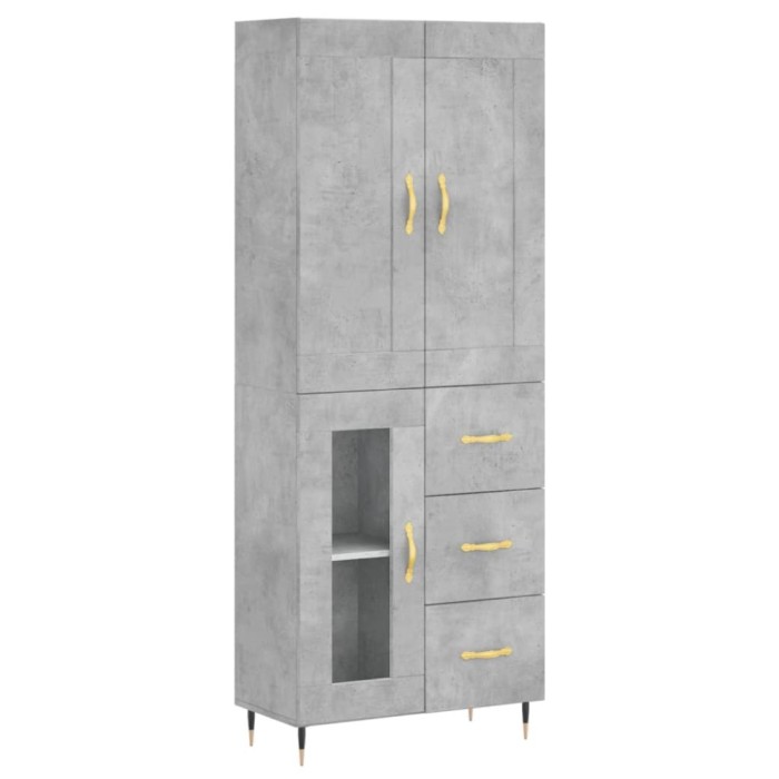 Dulap inalt, gri beton, 69,5x34x180, lemn compozit