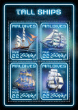 Cumpara ieftin MALDIVE 2018 - Nave cu panze / set complet colita + bloc MNH, Nestampilat