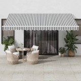 VidaXL Copertină retractabilă manual, antracit/alb, 450x350 cm